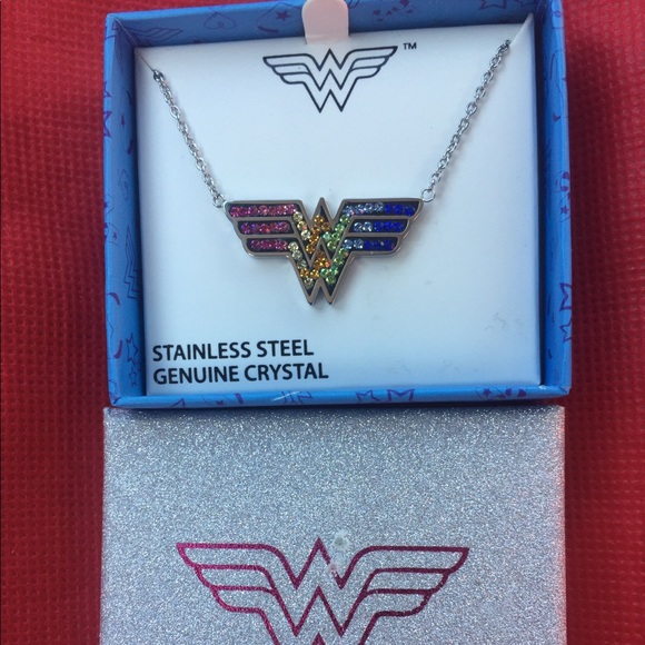 Jewelry - Wonder Woman crystal and stainless steel necklace